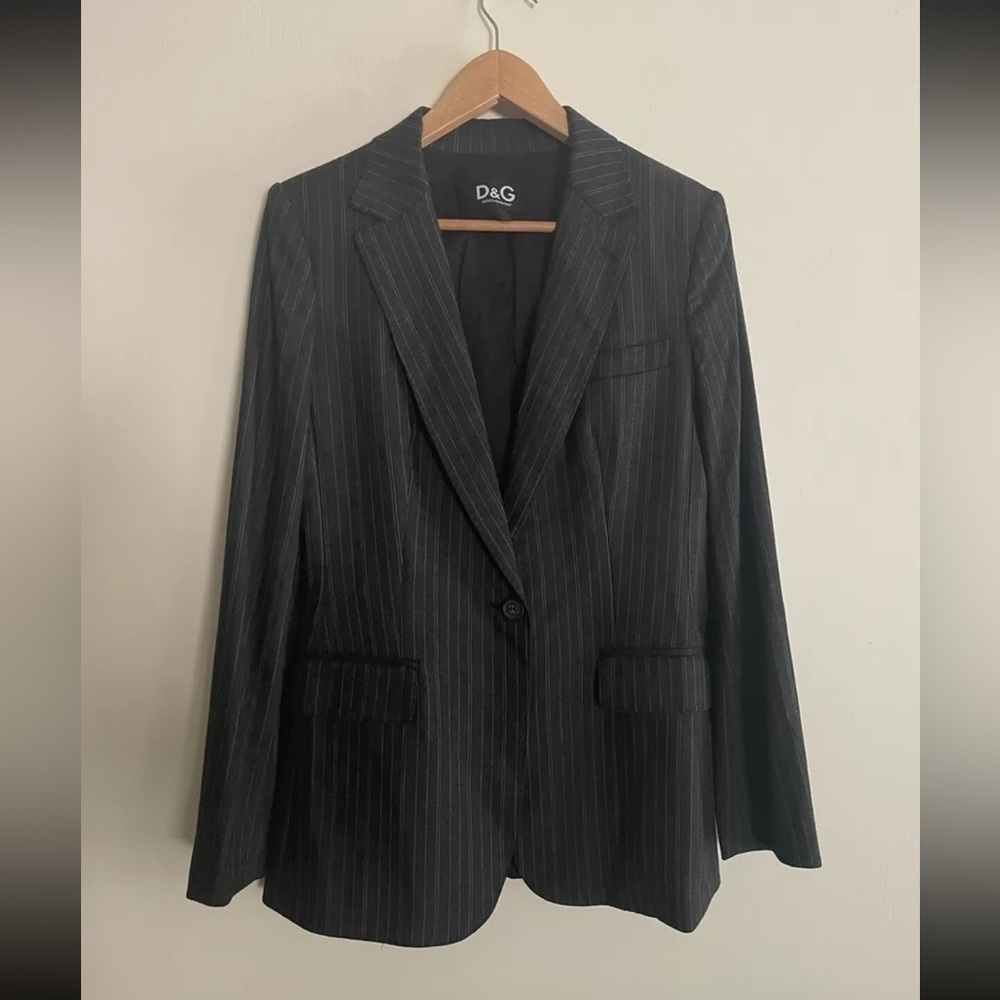 Dolce & Gabbana Pinstripe Suit Jacket Blazer SZ 8 - Picture 2 of 4